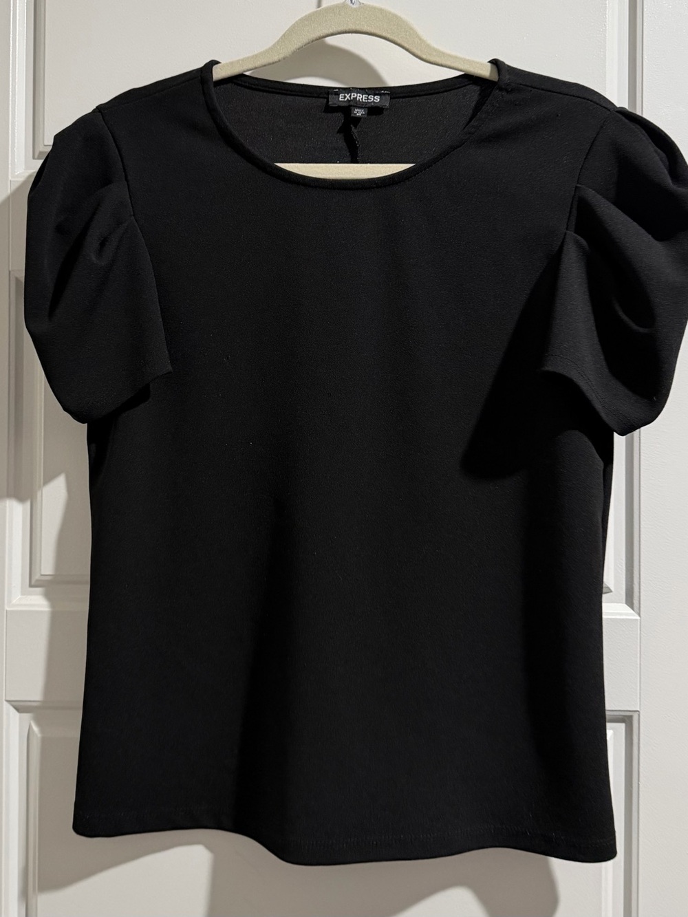 Express Black Puff-Sleeve Top